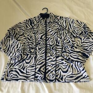 a ac-tiv-ology XL navy & white full zip yoga